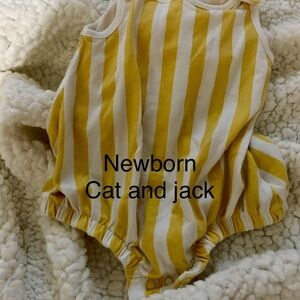 Cat & Jack Yellow and White Striped Newborn Romper